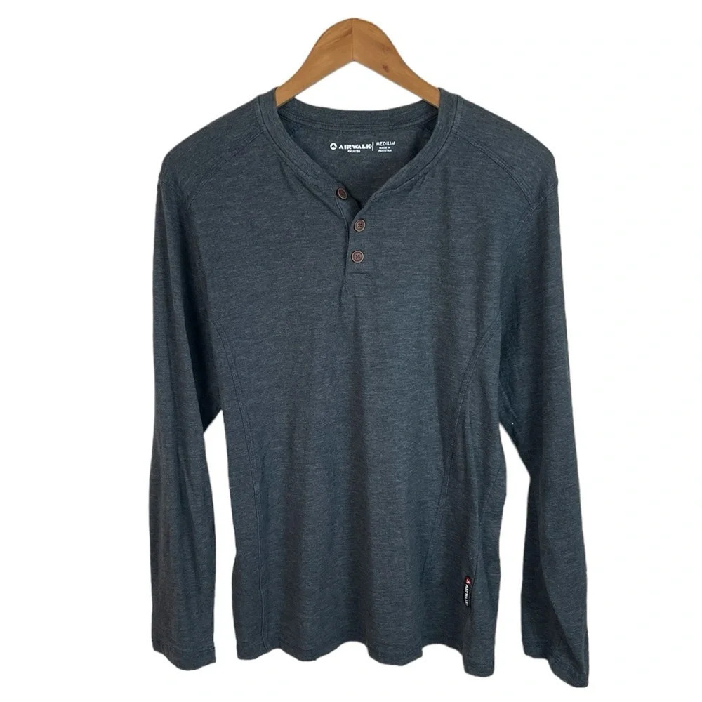 LS309 Men’s Airwalk Skater Brand Trendy LS Henley Style Shirt M